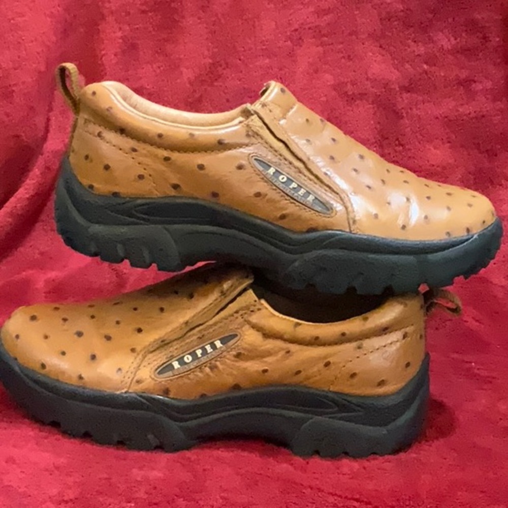 Roper Performance Slip-On Ostrich Print Casual Shoes - 5-1/2 USA
